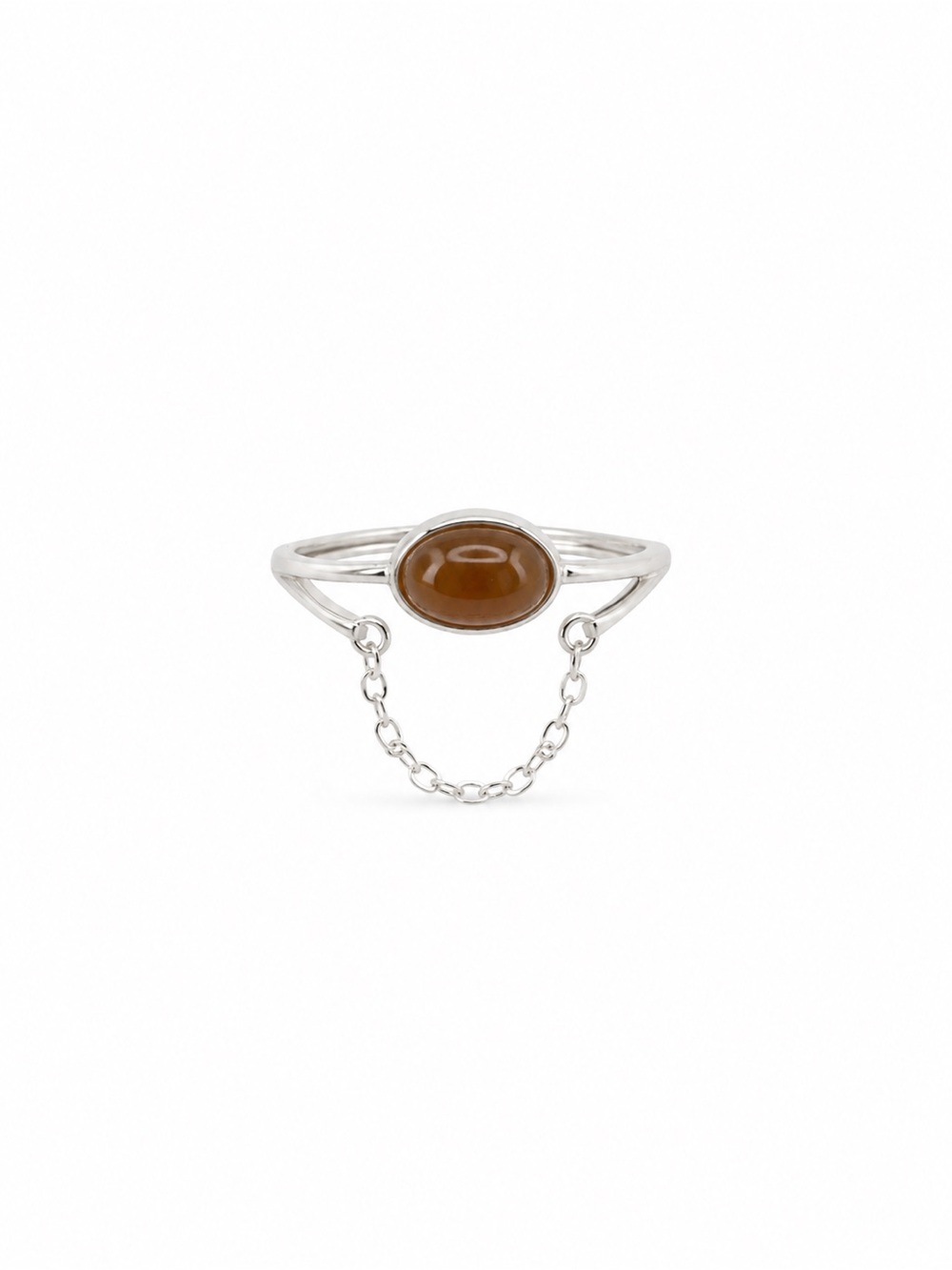 Amber Jade Chain Ring (S925) R93